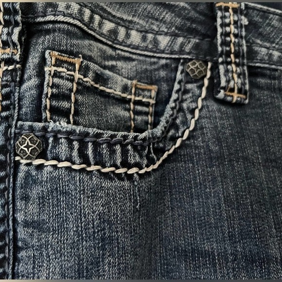 Silver Jeans Twisted Capri Tag Size 30 Blue Heavy Stitch Cropped Women’s Jeans - Picture 6 of 7